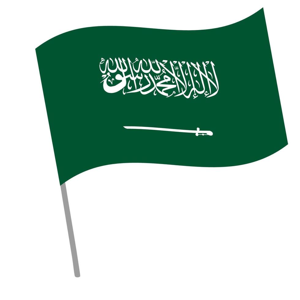 Saudi Arabia national flag flutters with flagpole vector