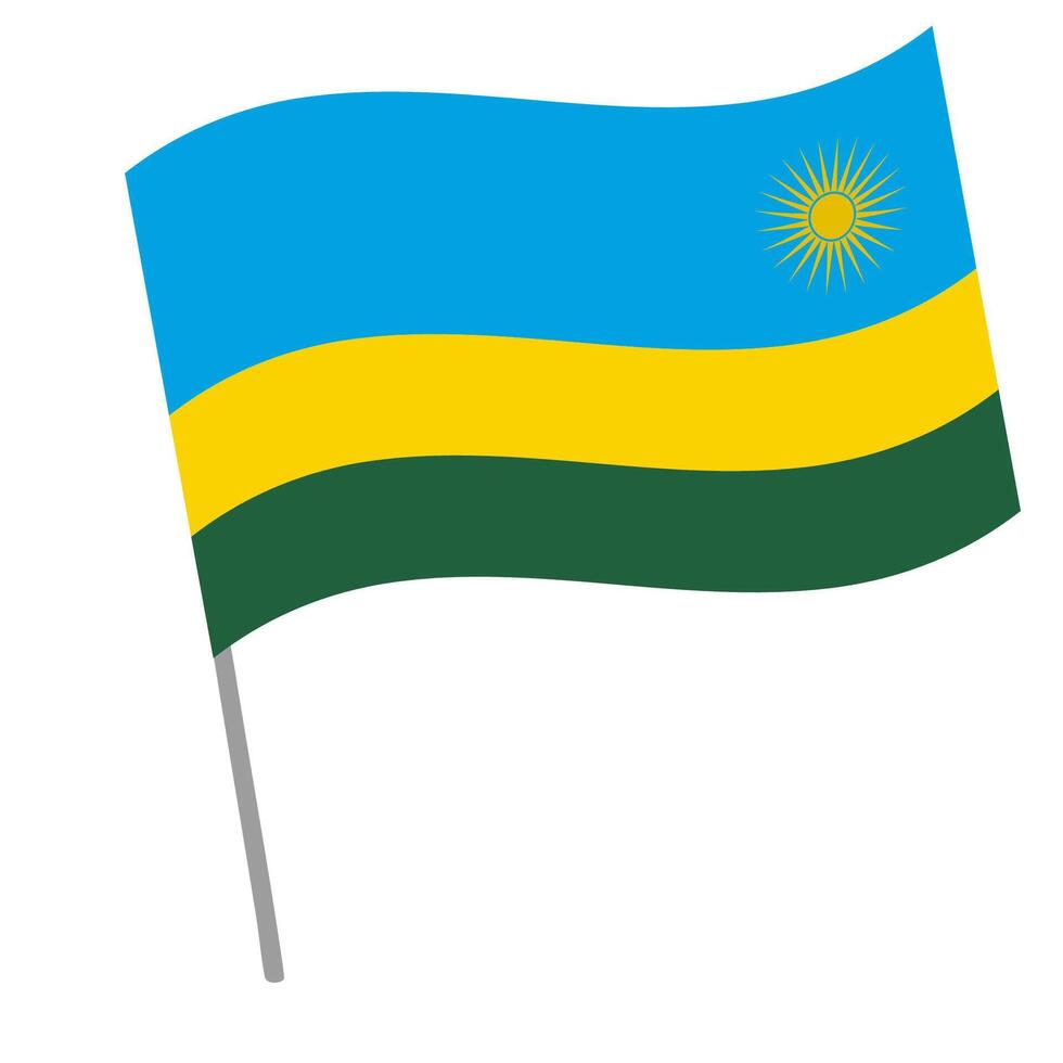 Rwanda national flag flutters with flagpole vector