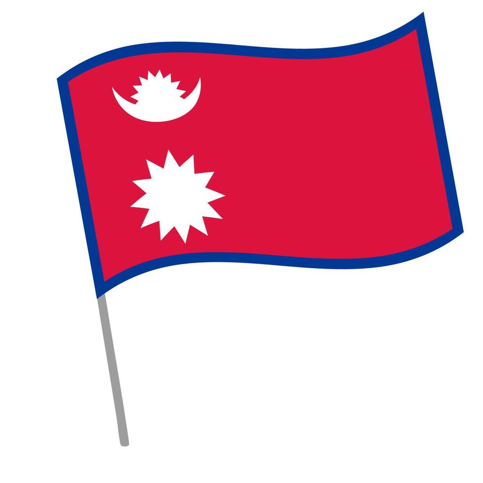 Nepal national flag flutters with flagpole vector