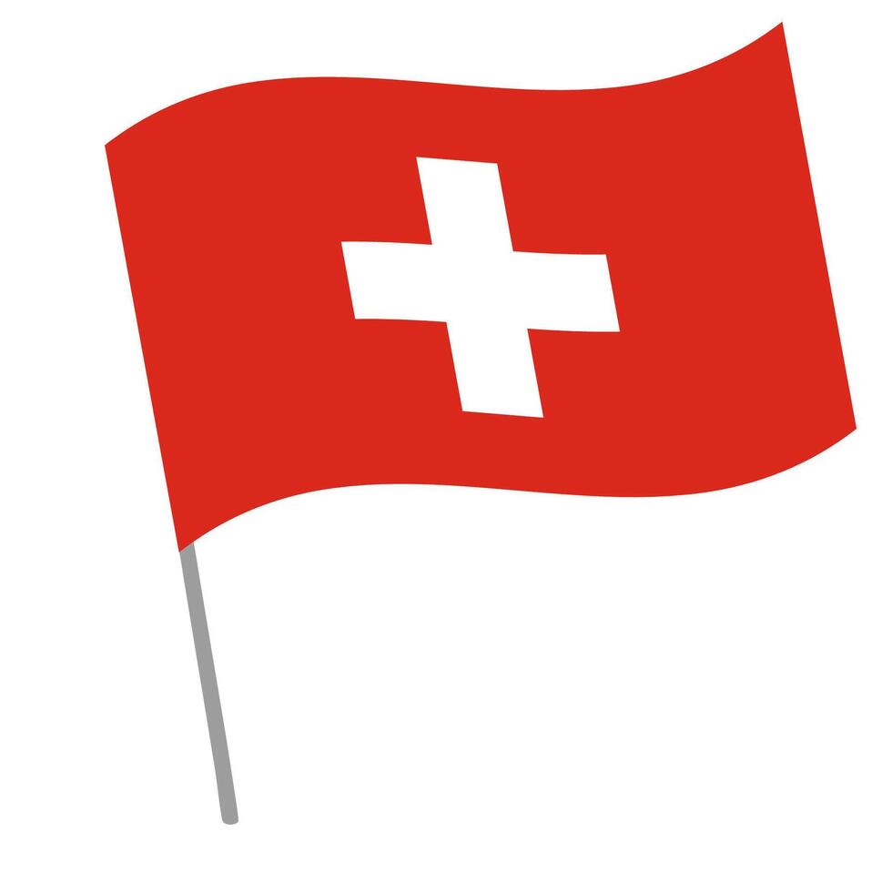 Switzerland national flag flutters with flagpole vector