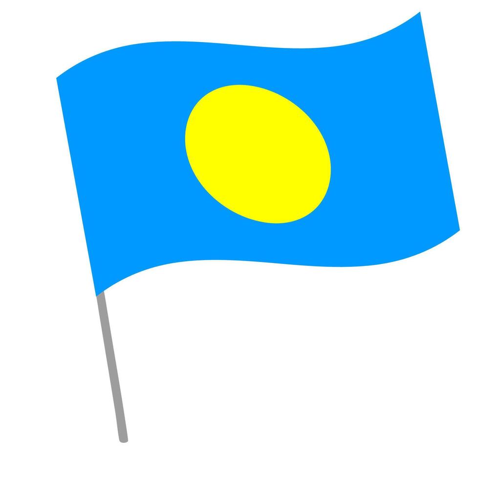 Palau national flag flutters with flagpole vector