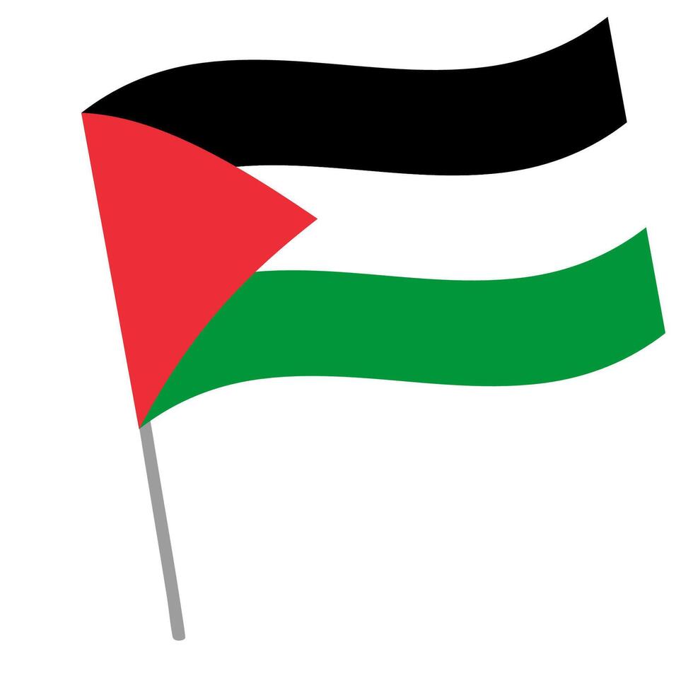 Palestine national flag flutters with flagpole vector