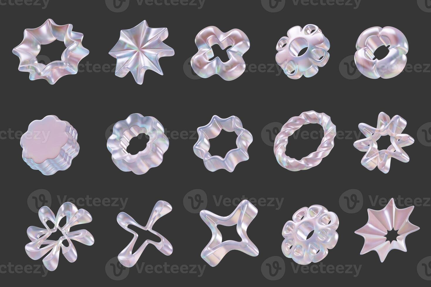 Holographic element object set pack isolated background 3d rendering photo