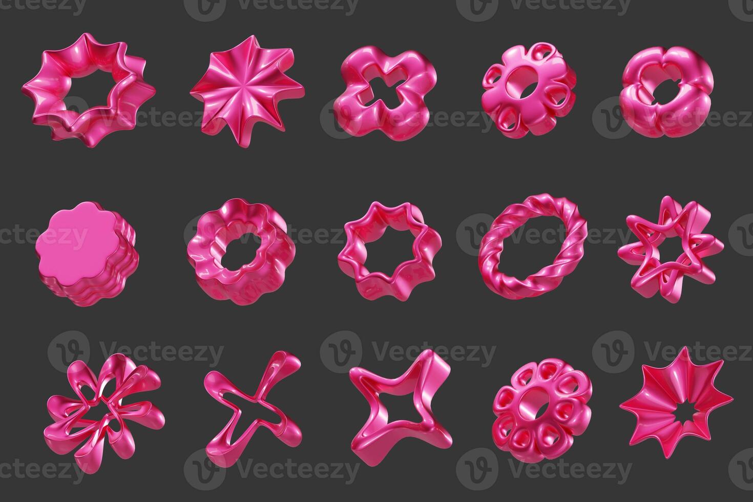 Pink candy object icon set element for design pack isolated background 3d rendering photo