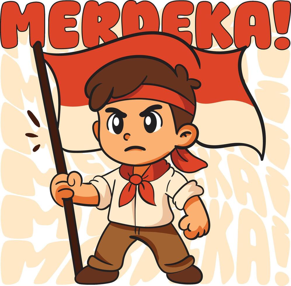 Pancasila Sacred Day Hari Kesaktian Pancasila Person Holding Merdeka Flag with Proud Spirit vector