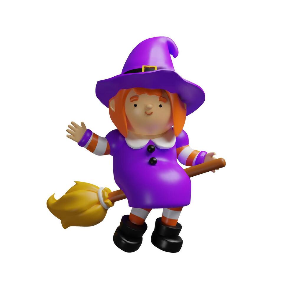 Cartoon witch with broomstick vector