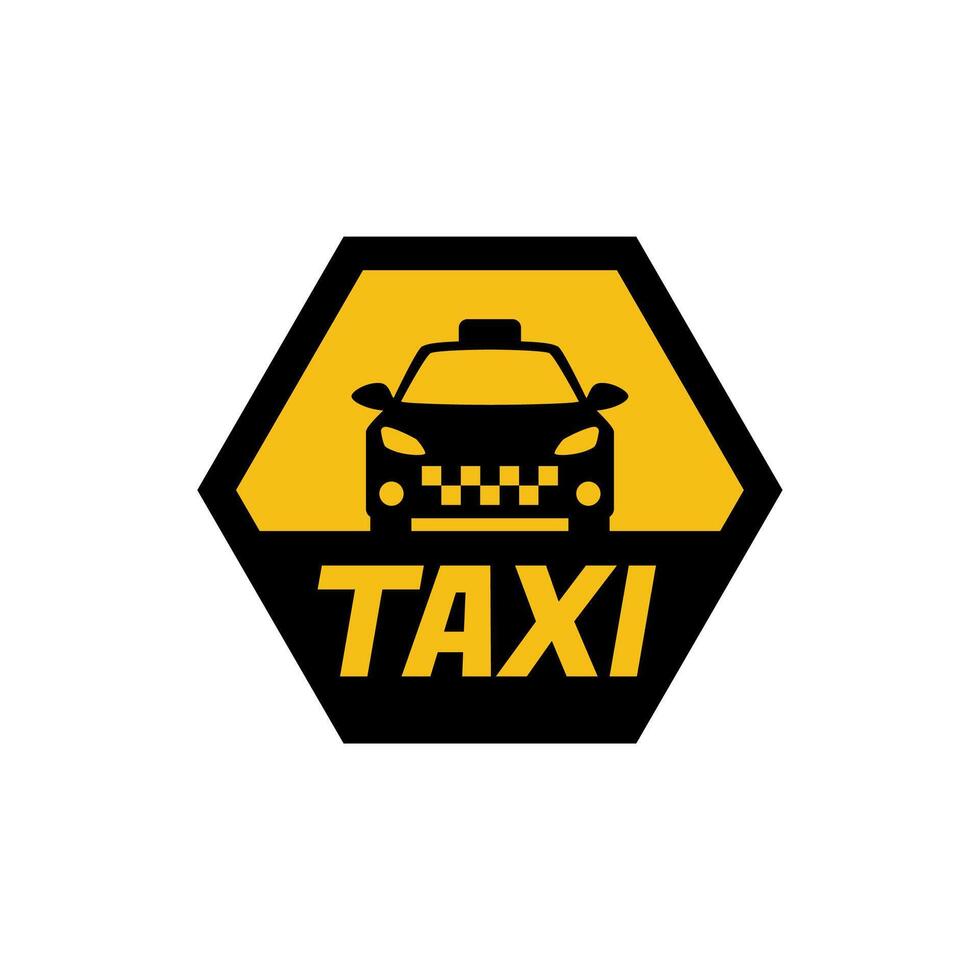 A taxi logo with a yellow car in the center vector
