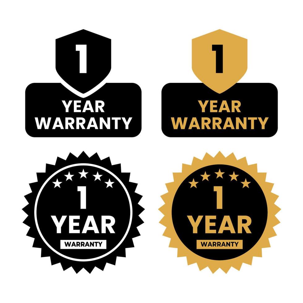 Warranty seal for one year, two year and three year vector