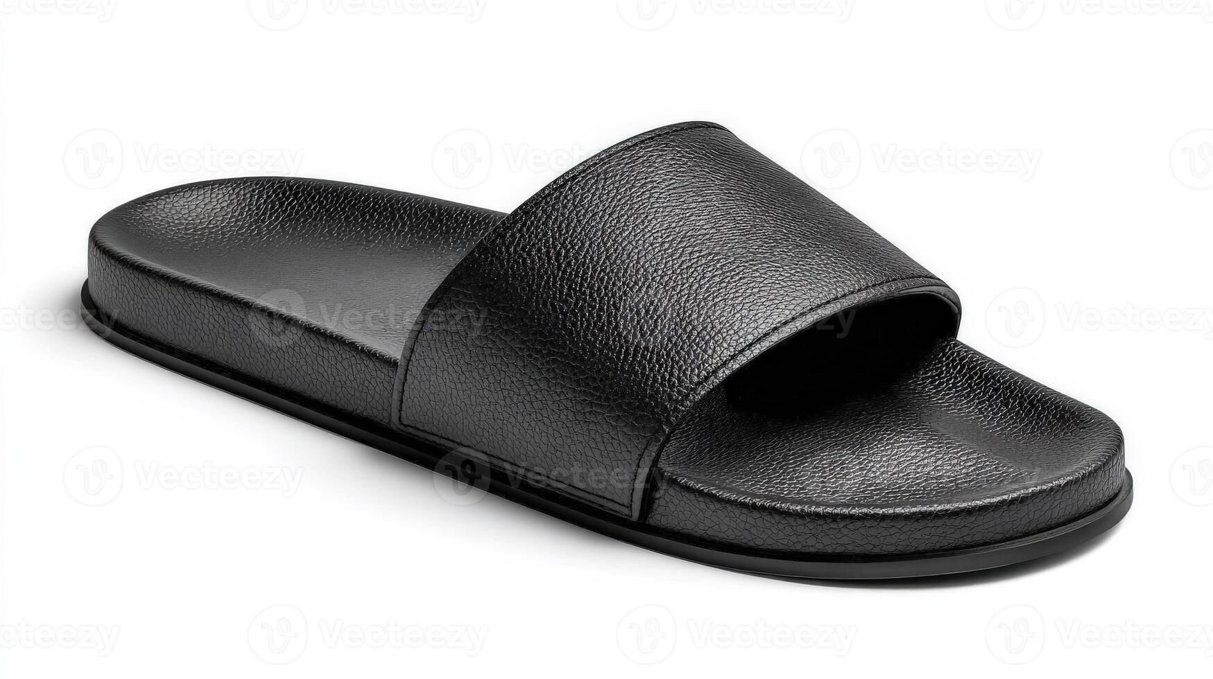 Single Black Slider Sandal or Slipper Isolated on White Background photo