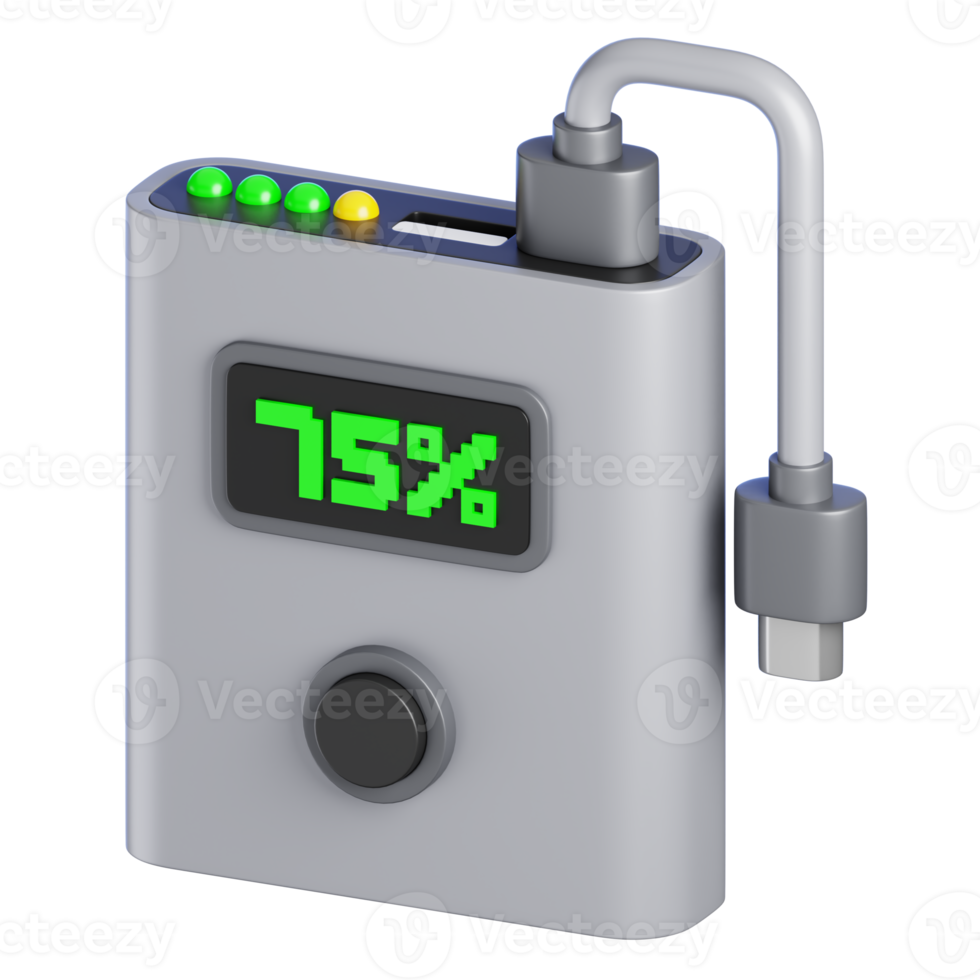 Power Bank Isolated. Cartoon Style Office Electronic Equipment Icon Concept. 3D Rendered Illustration. png