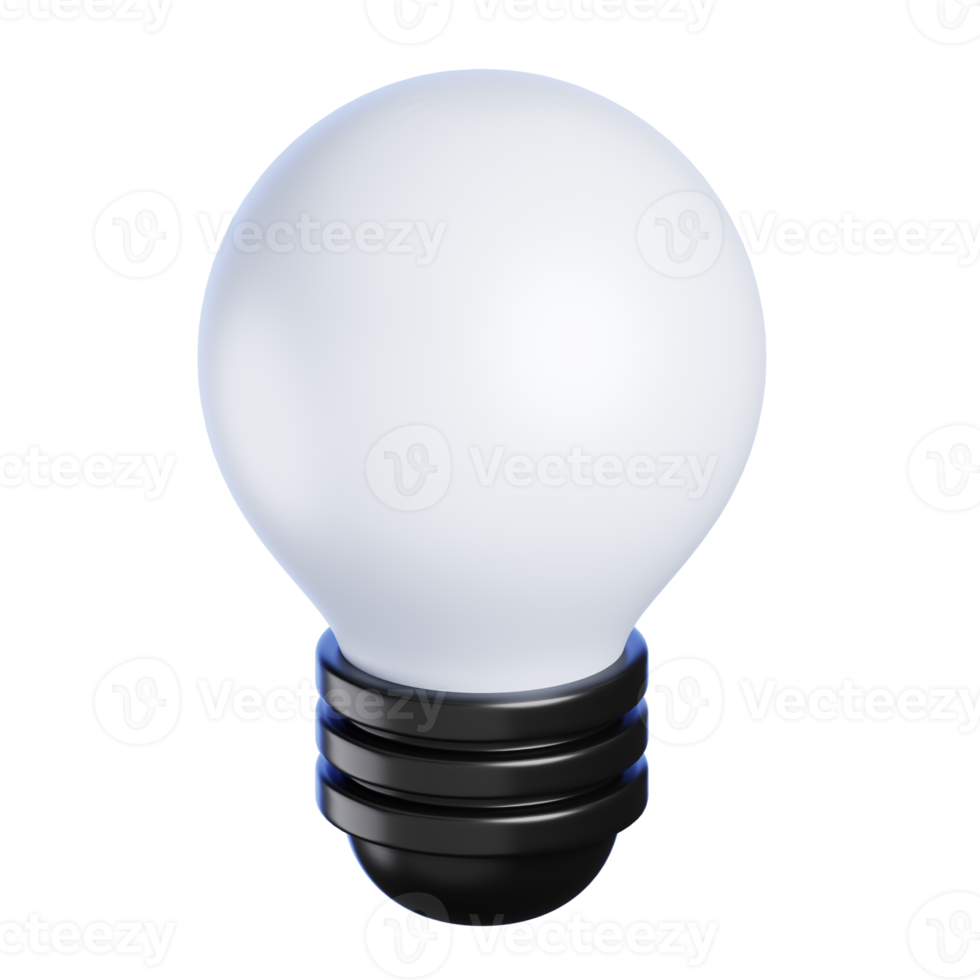 White Light Blub Isolated. Cartoon Style Electric Home Appliances Icon Concept. 3D Rendered Illustration. png