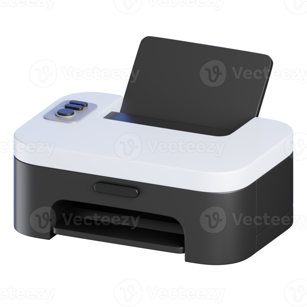 Printer Isolated. Cartoon Style Office Electronic Equipment Icon Concept. 3D Rendered Illustration. png