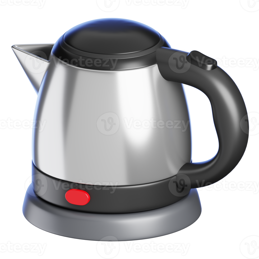 Kettle Isolaed. Cartoon Style Electric Home Appliances Icon Concept. 3D Rendered Illustration. png