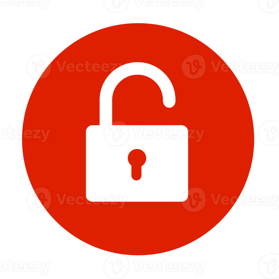 A red circle with a white lock icon png