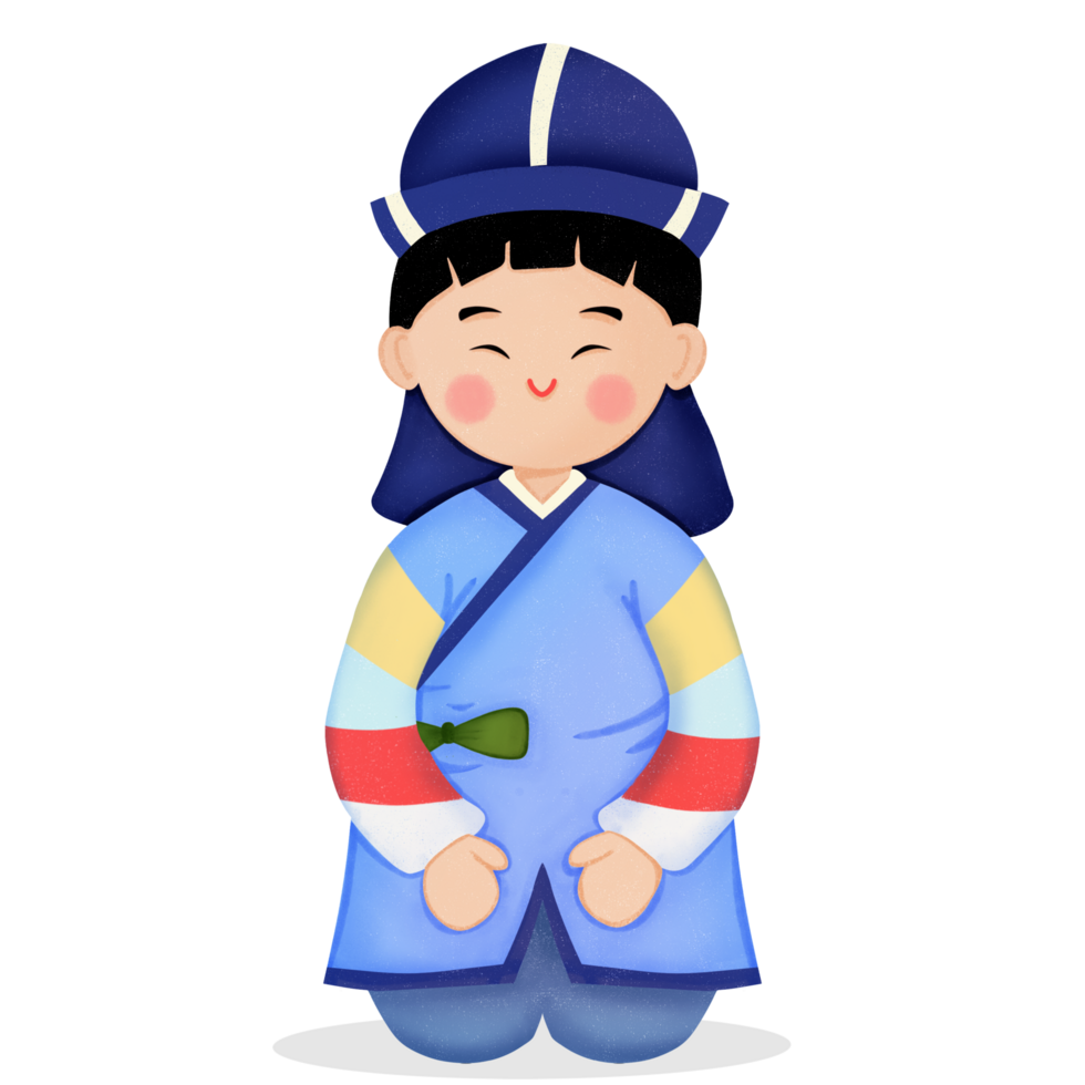 A cartoon boy in traditional clothing hanbok png