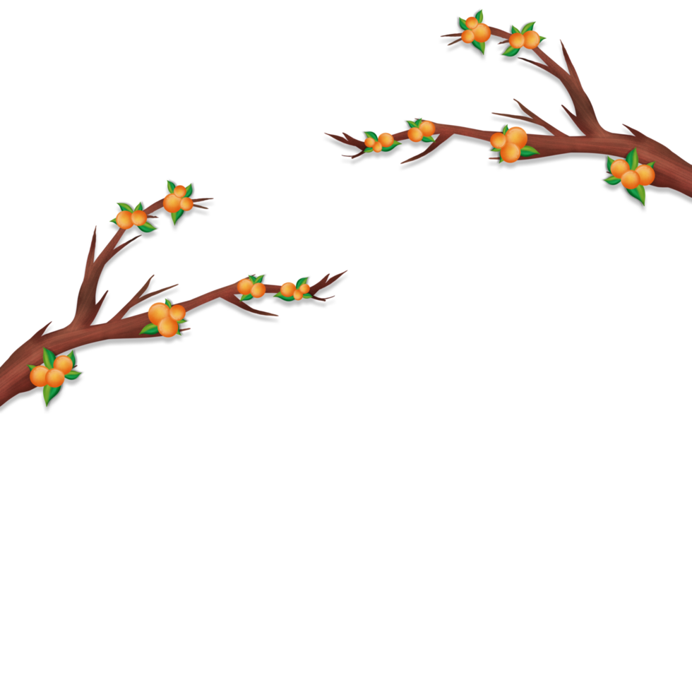 A tree branch with flowers and leaves png