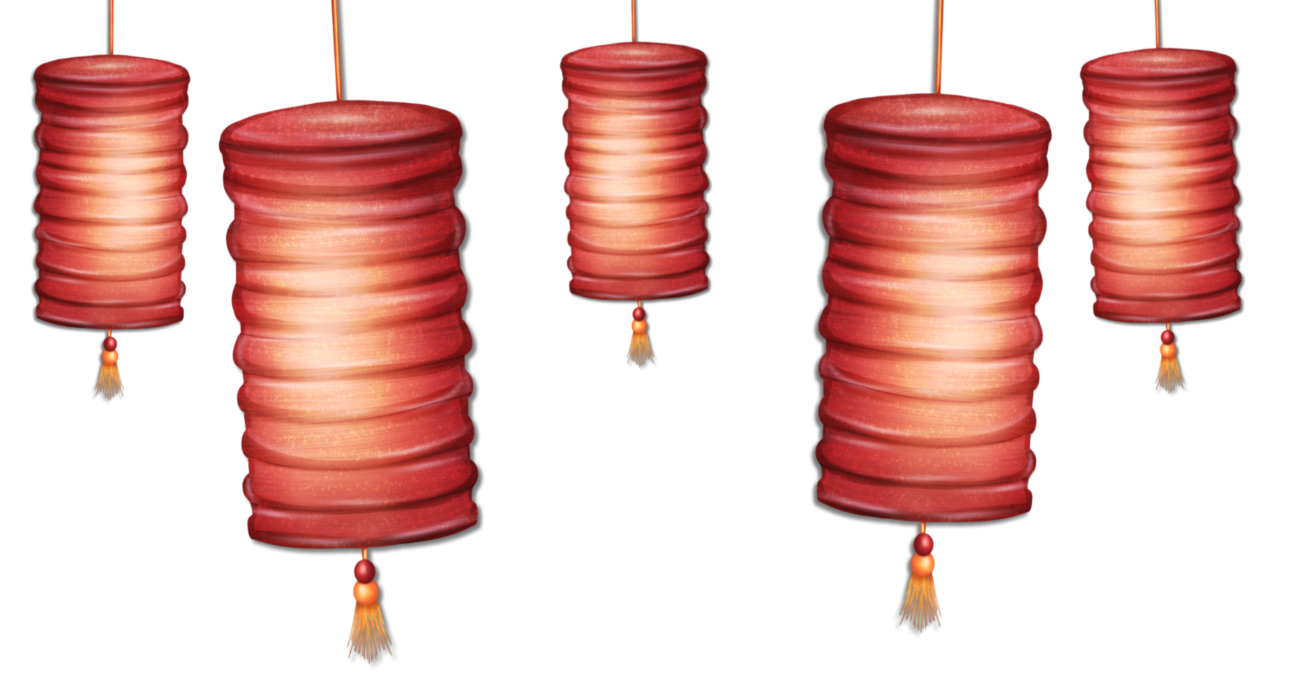 Red chinese lanterns on a Transparent background png