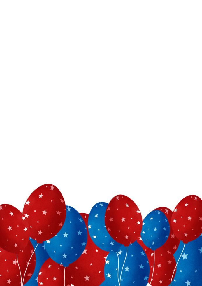 Red, white and blue balloons on Transparent background png