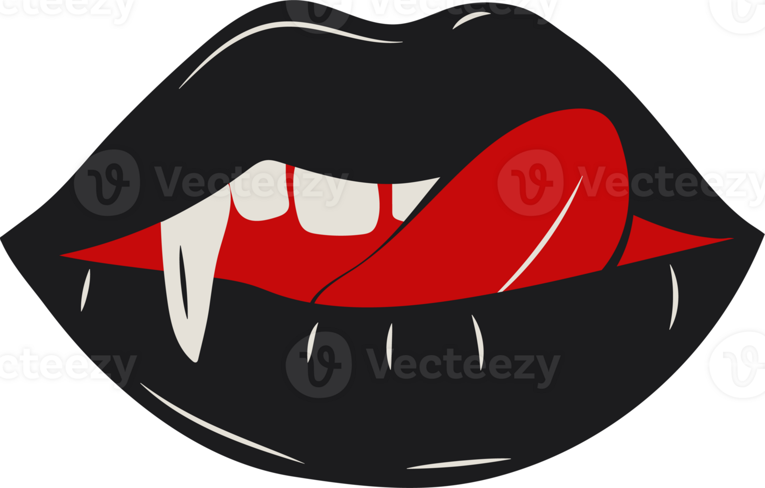 Sultry Gothic Lips with Sharp Fangs A Bold Vampire Aesthetic png