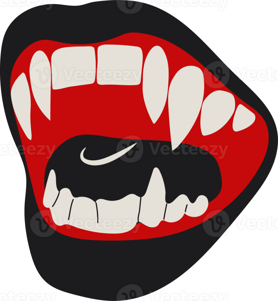 Fanged Cartoon Lips with a Mischievous Halloween Grin png