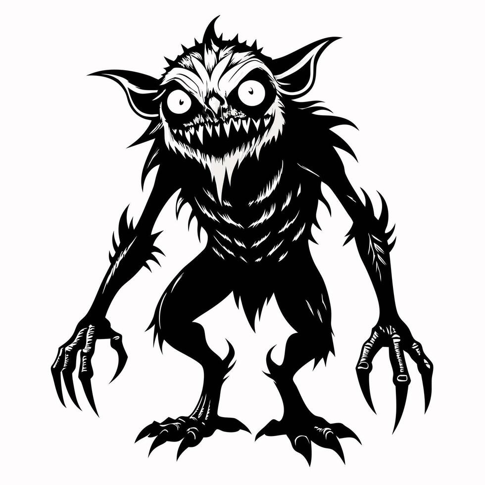 Monstrous Creature Silhouette Fierce Fantasy Beast Design vector