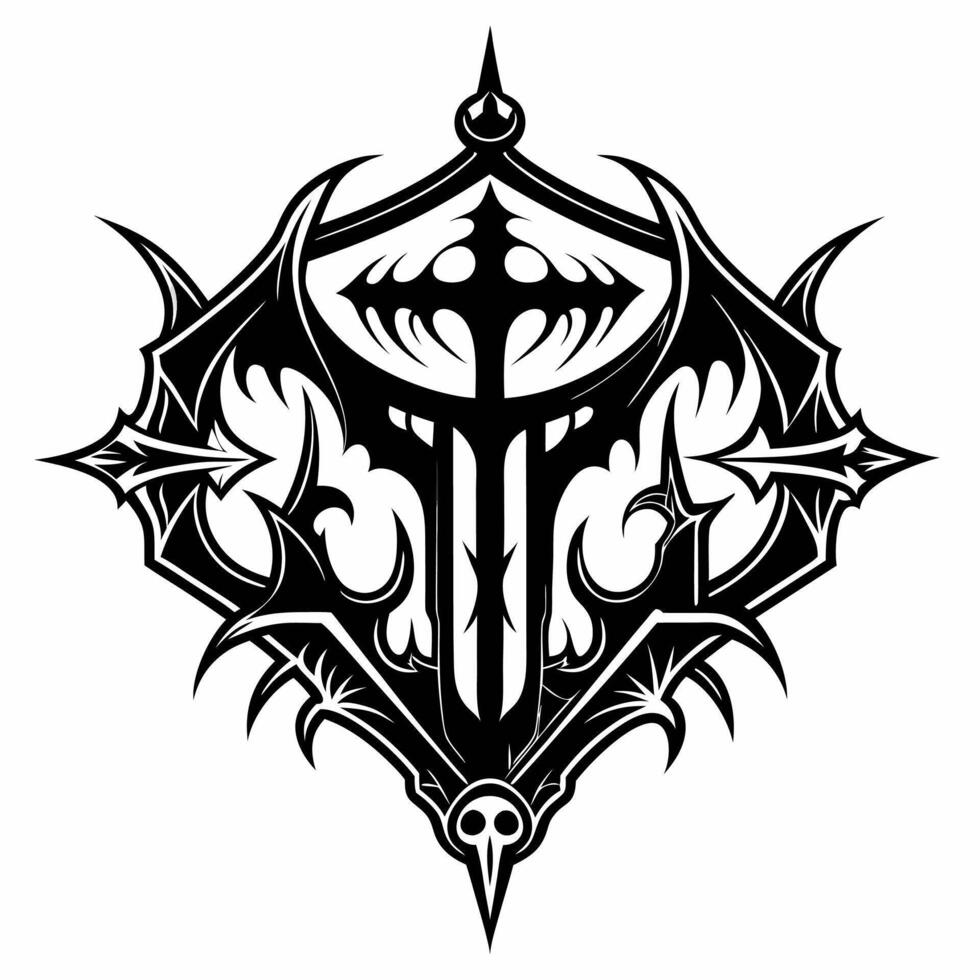 Intricate Tribal Tattoo Design with Sword and Skull Elements vector