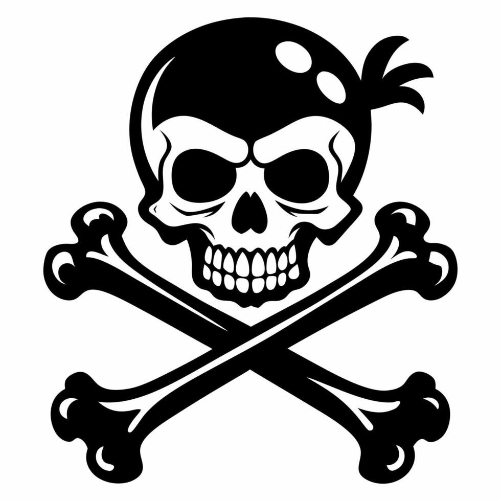 Classic Pirate Skull and Crossbones Illustration for Nautical and Halloween Themes vector