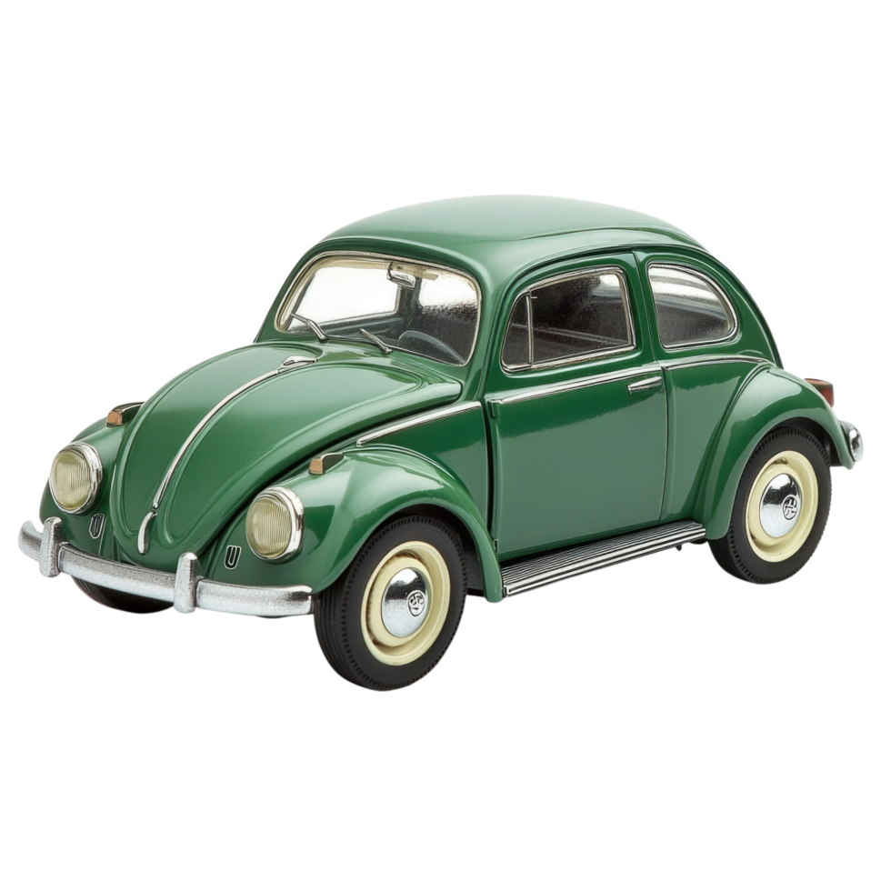 Classic green vintage car displayed in a studio setting, isolated on transparent background png