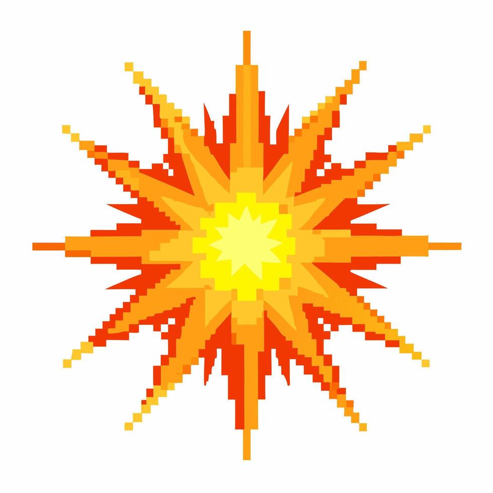 Colorful Pixel Art Sunburst Design with Vibrant Rays in Digital Style vector