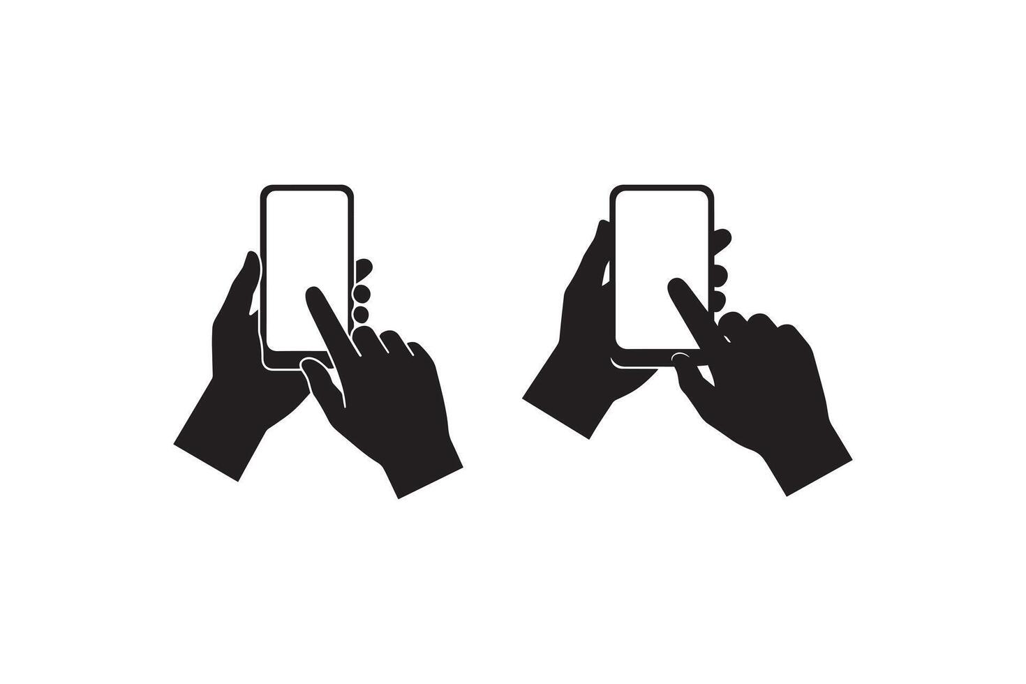 Smartphone Hand Gesture Silhouette Communication Design vector