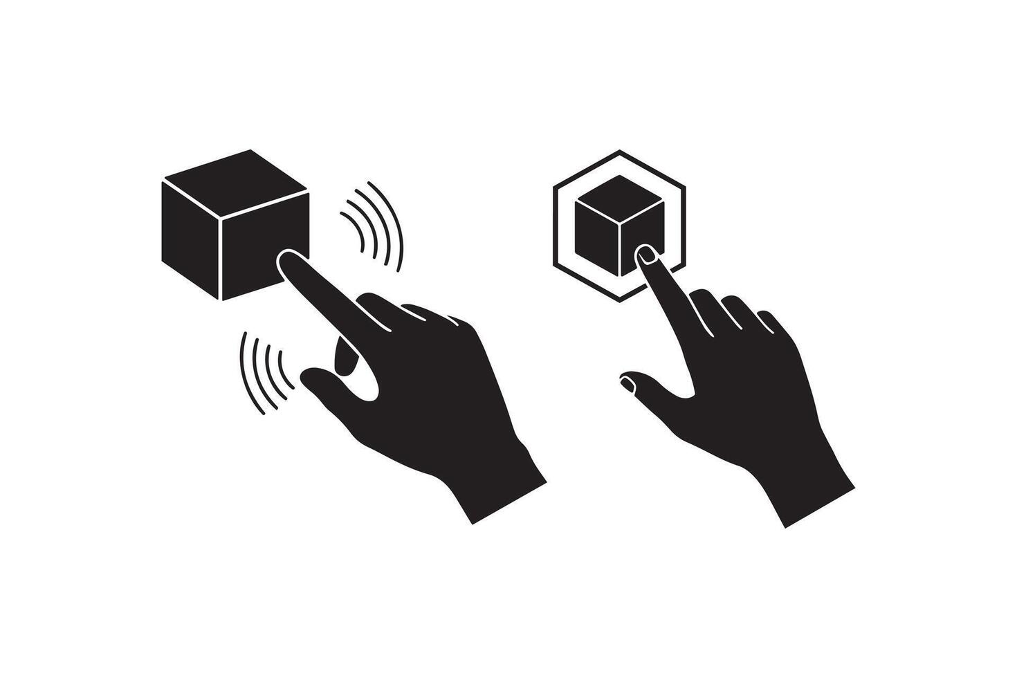 Touch Gesture Hand Icon with Cube vector