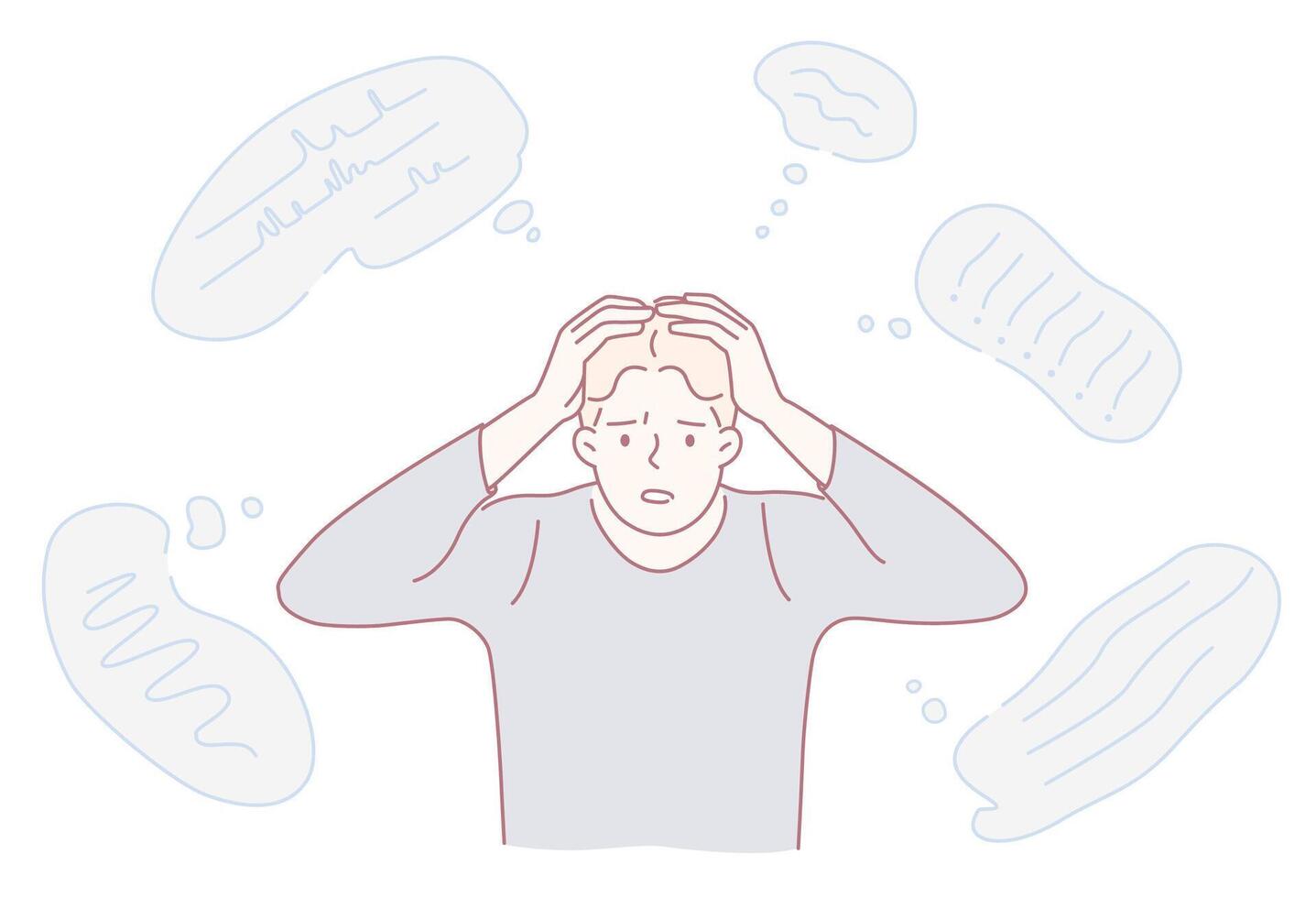 An Illustration Highlighting Mental Stress and the Overthinking Process in Daily Life vector