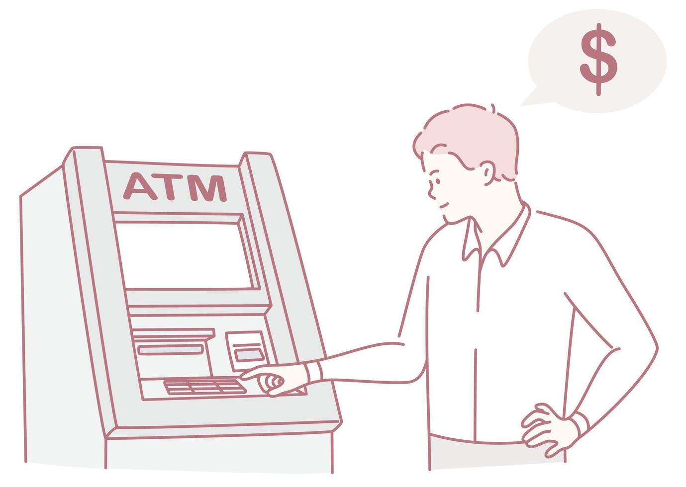 An individual is utilizing an automated teller machine ATM to withdraw cash from their account vector