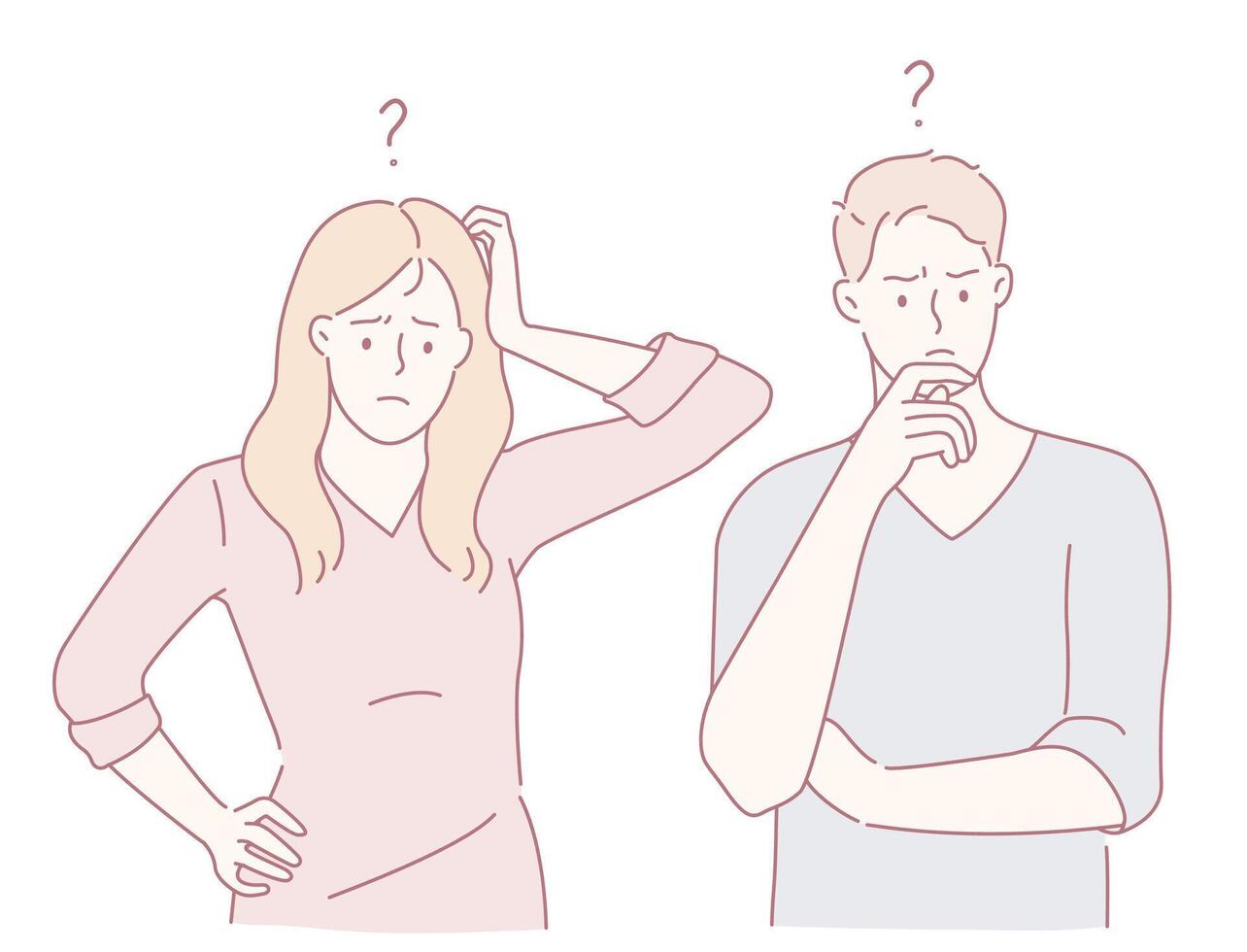 A Confused Couple Deep in Thought, Contemplating Their Options and Next Steps Together vector