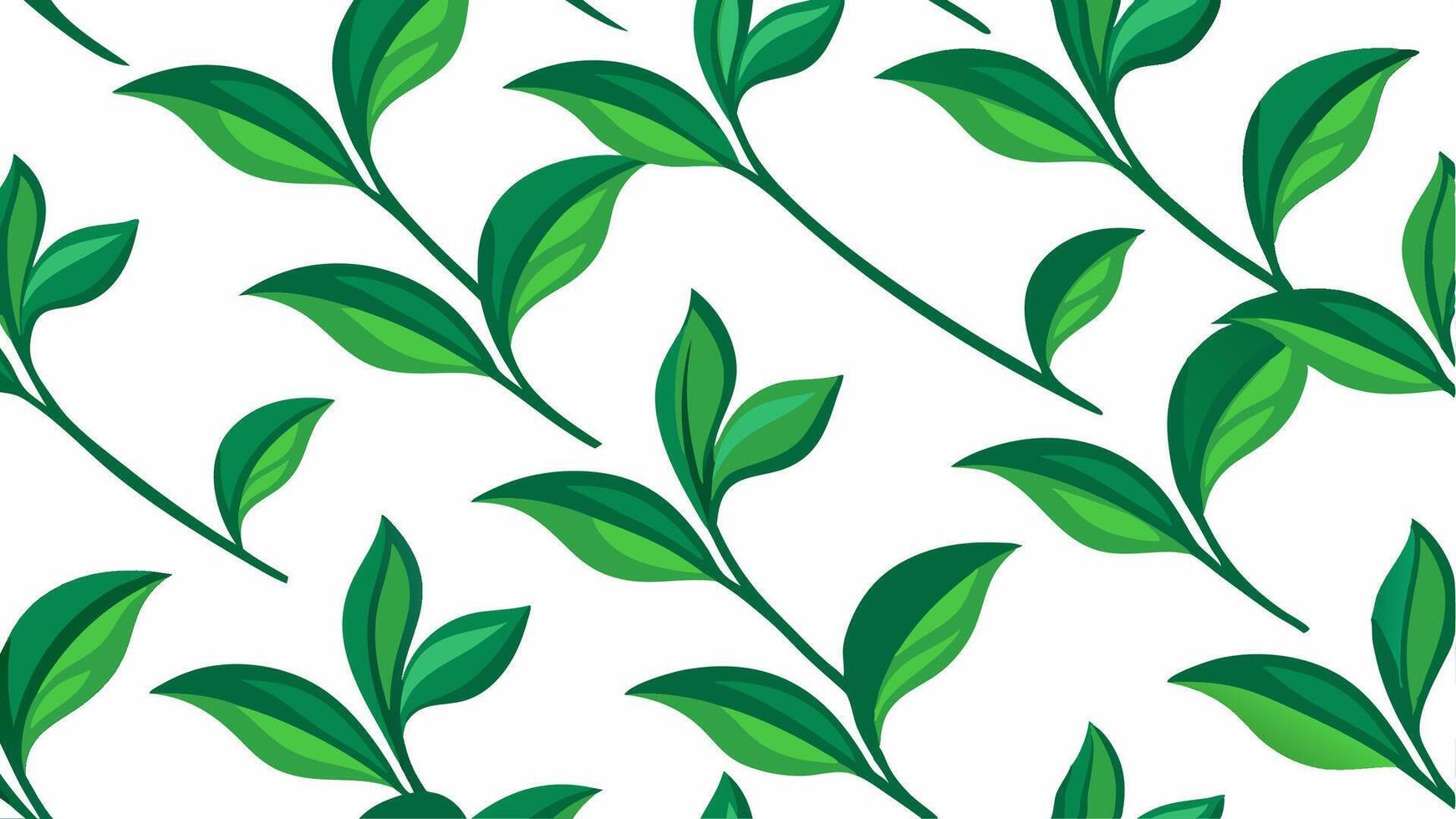 Seamless Pattern of Green Tea Leaves for Background and Wallpaper vector