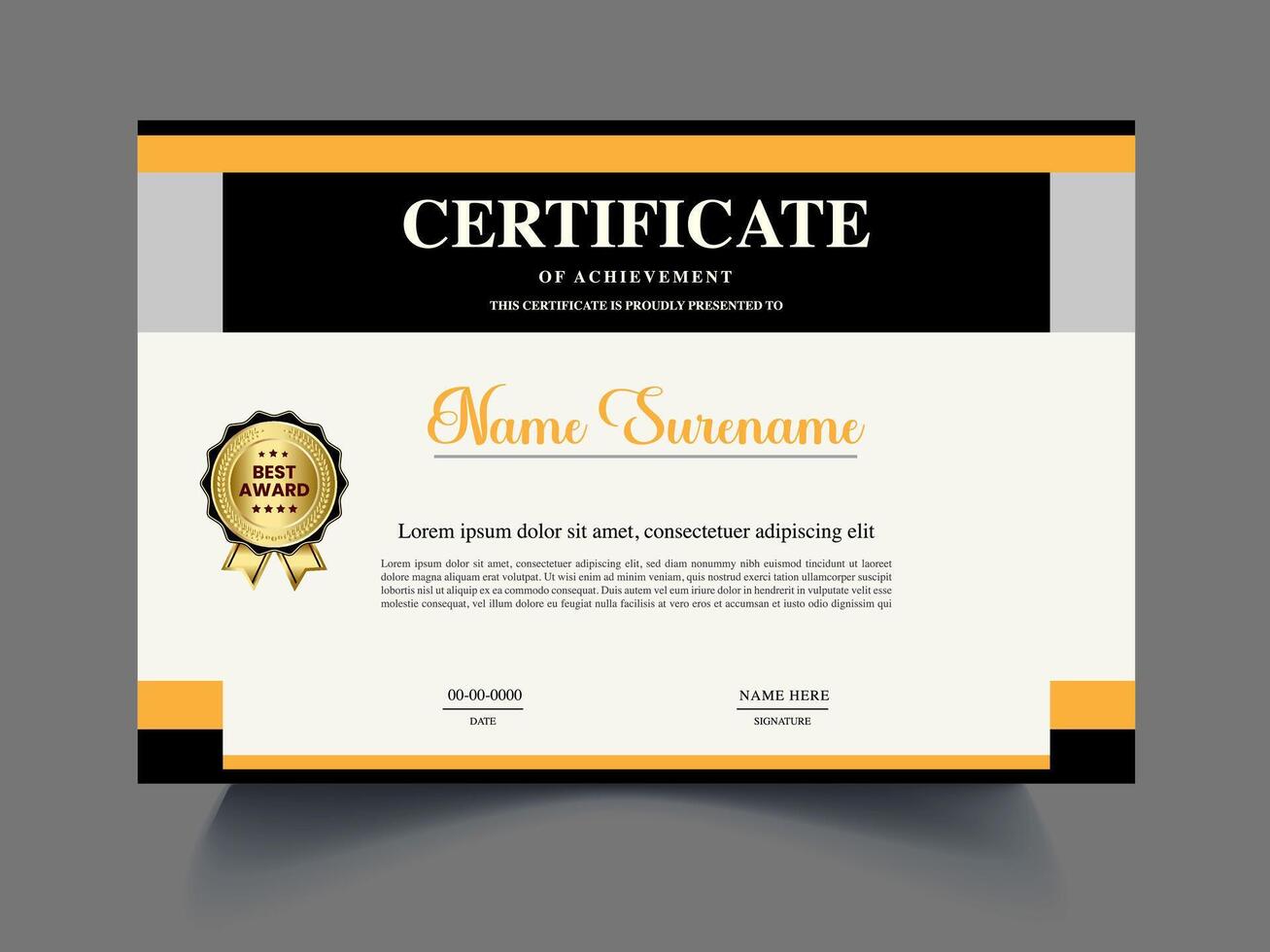 black golden certificate vector