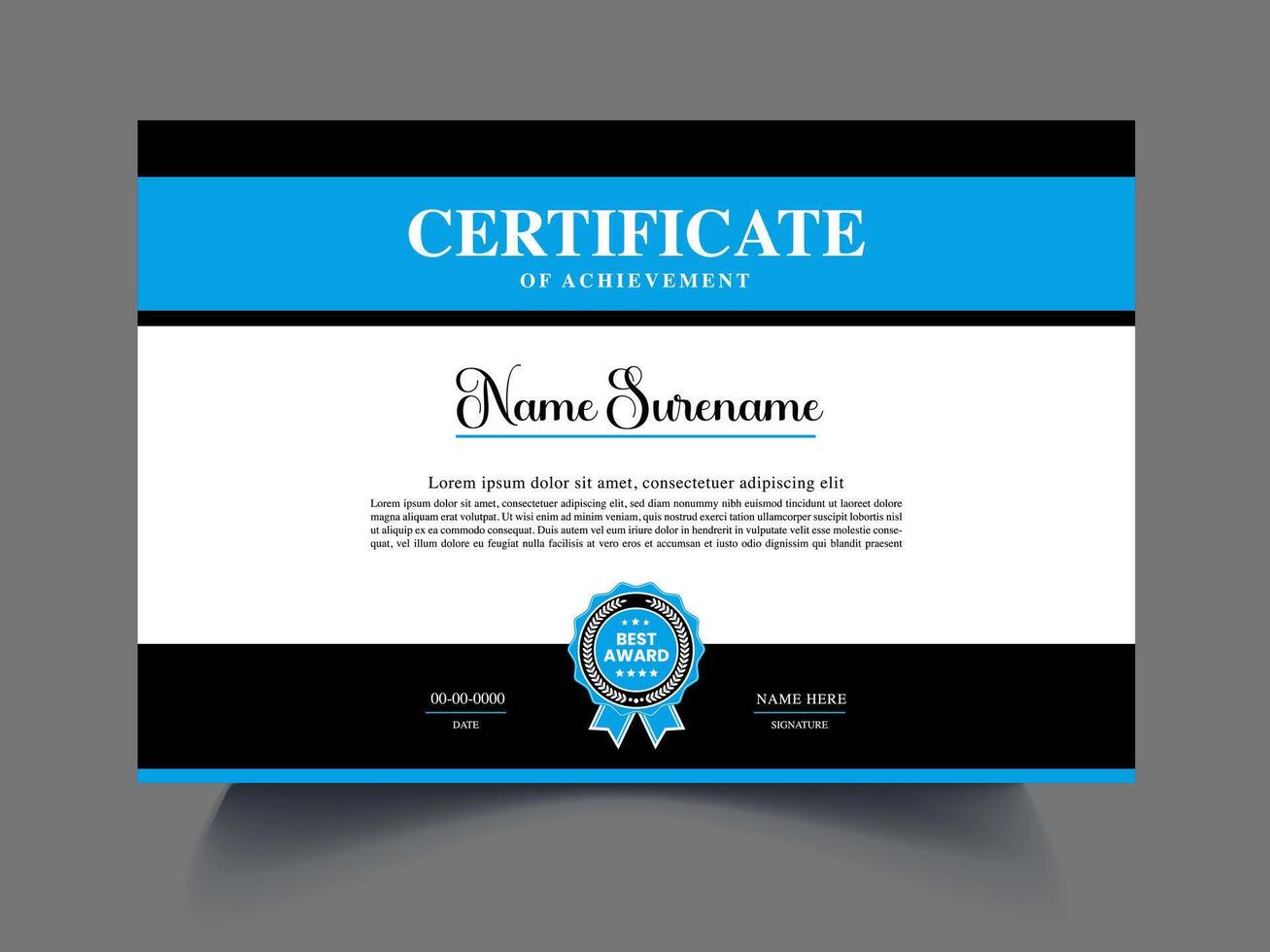 blue black certificate vector