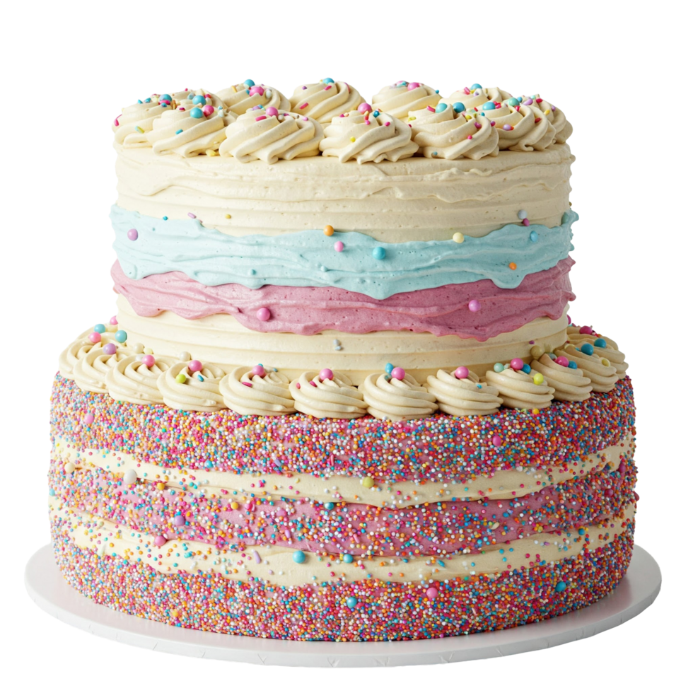 Two tier birthday cake with sprinkles png