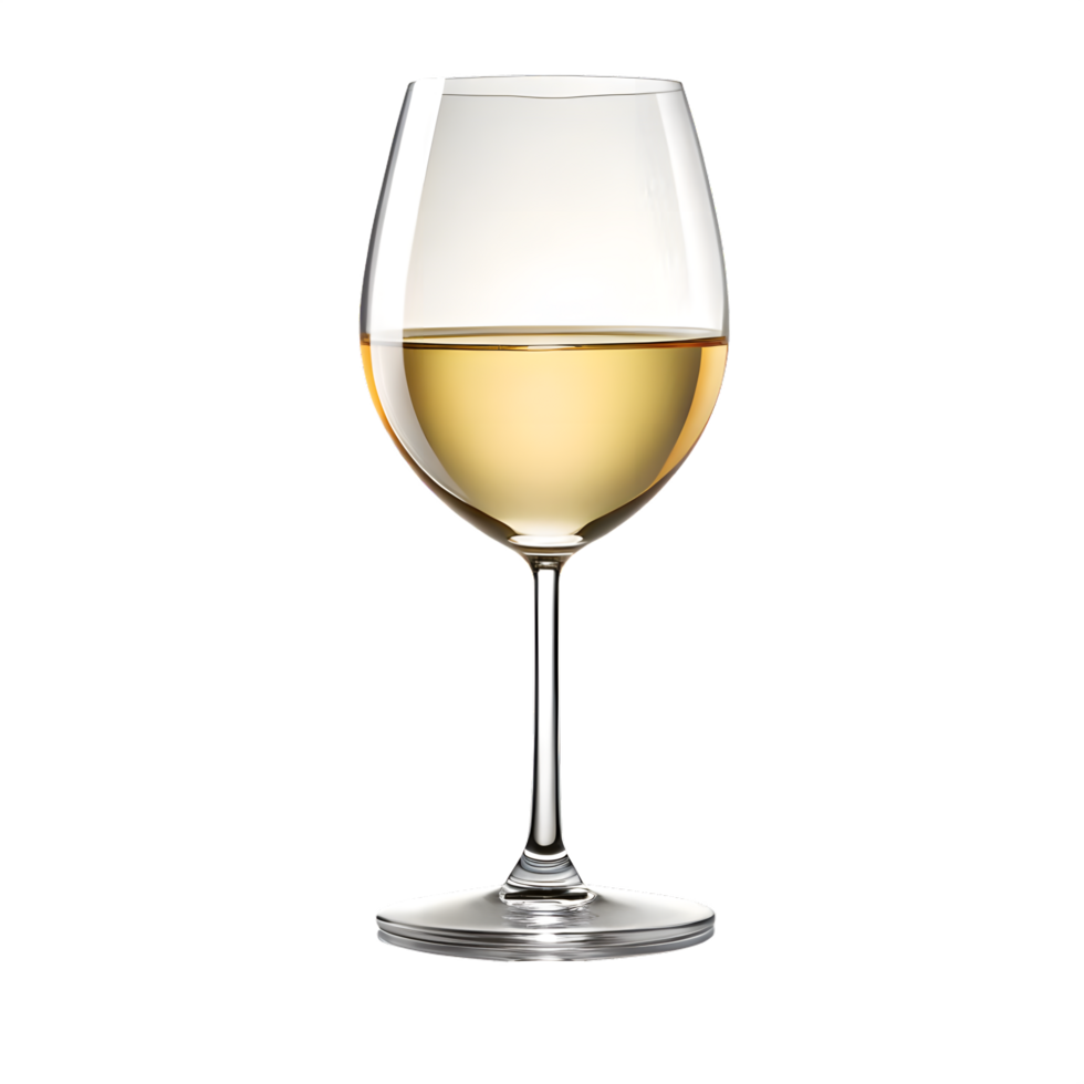 Elegant glass filled with refreshing white wine on transparent background png