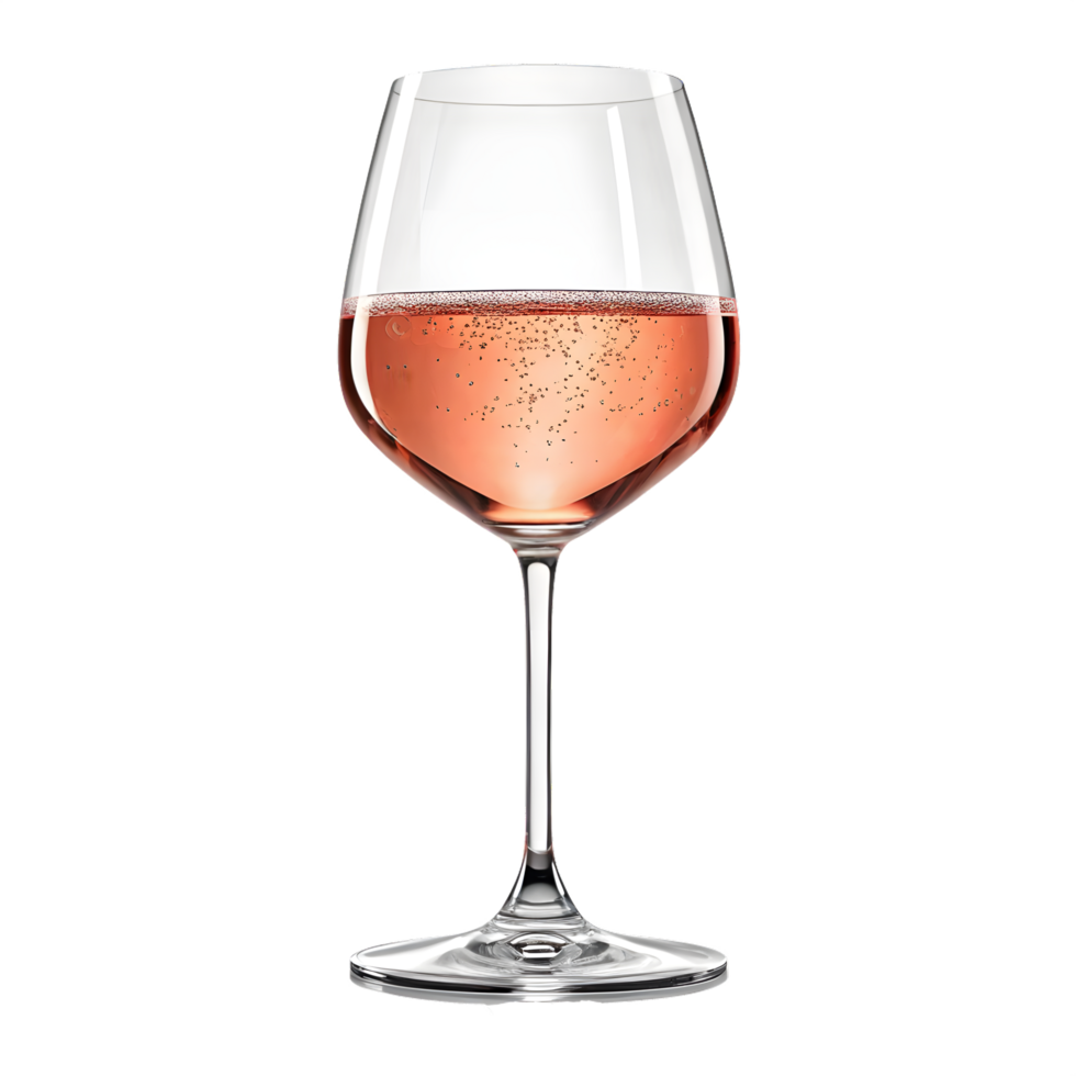 Elegant glass of refreshing rose wine against a transparent background png