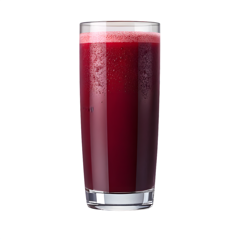Fresh beet juice in a glass offers a healthy and vibrant beverage, transparent background png
