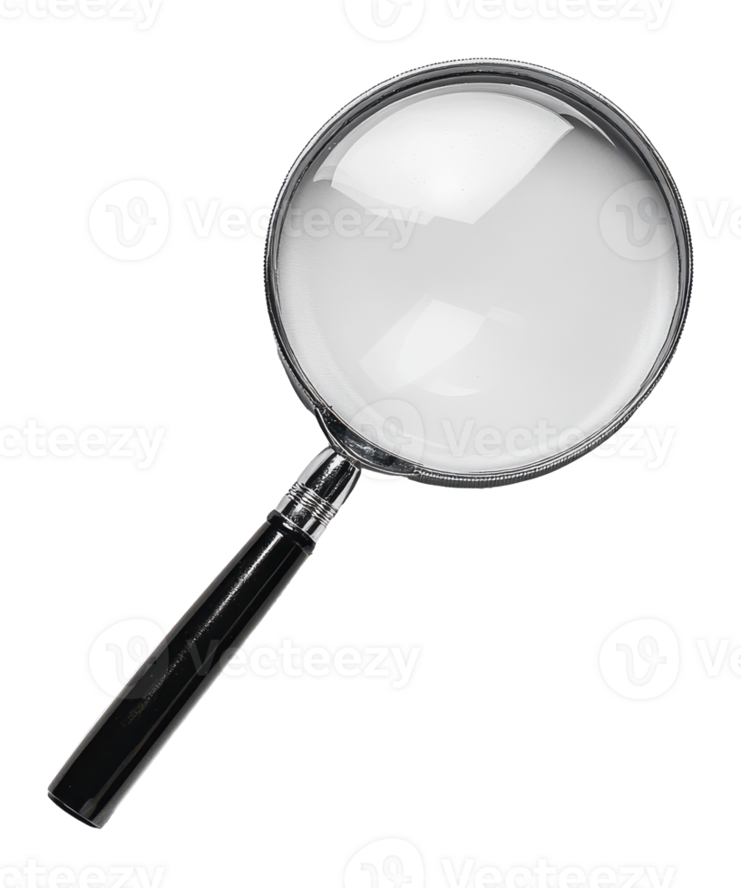 Magnifying glass with transparent background in file png