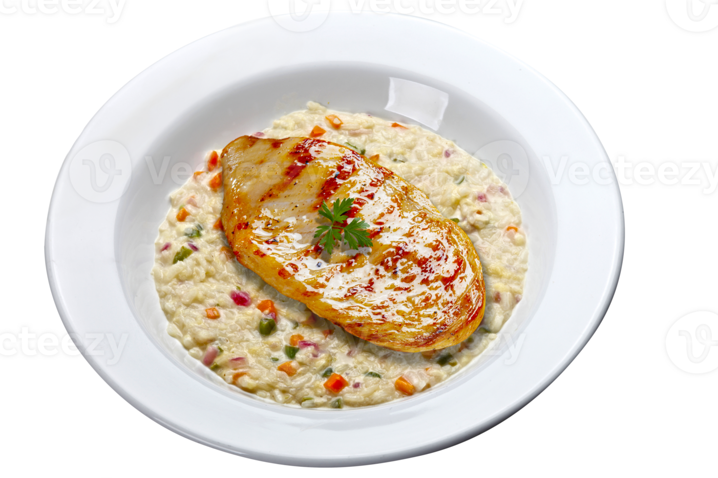 Risotto with grilled chicken breast png