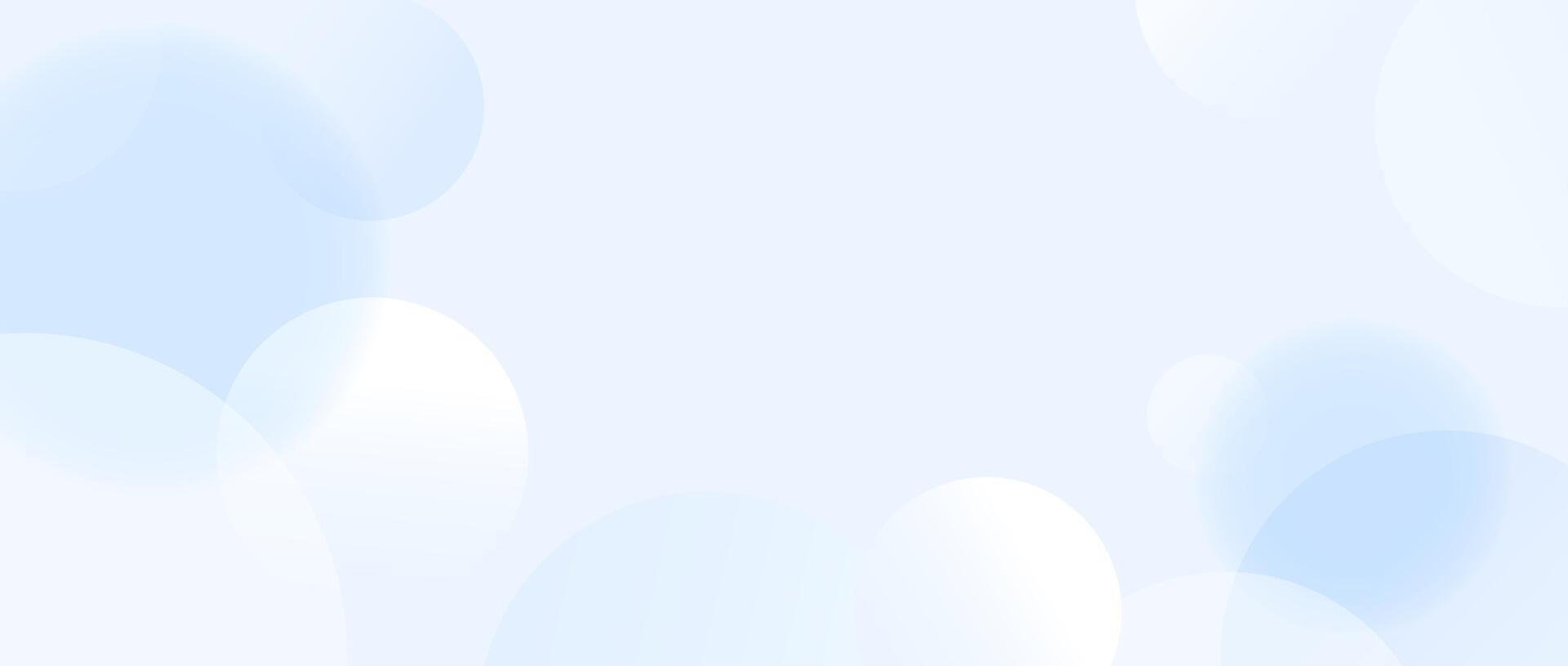 Soft blue sphere background. Abstract light floating bubble or ball wallpaper. Blur gradient circle backdrop. Horizontal design template for banner, poster, presentation, brochure, leaflet vector