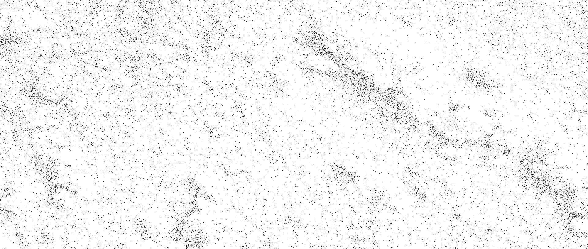 Grunge noise gradient texture. Dirty grain background. Dotted halftone overlay. Sand dust distressed wallpaper. Grungy grit pattern. Black white random dot texture for poster, banner, print vector