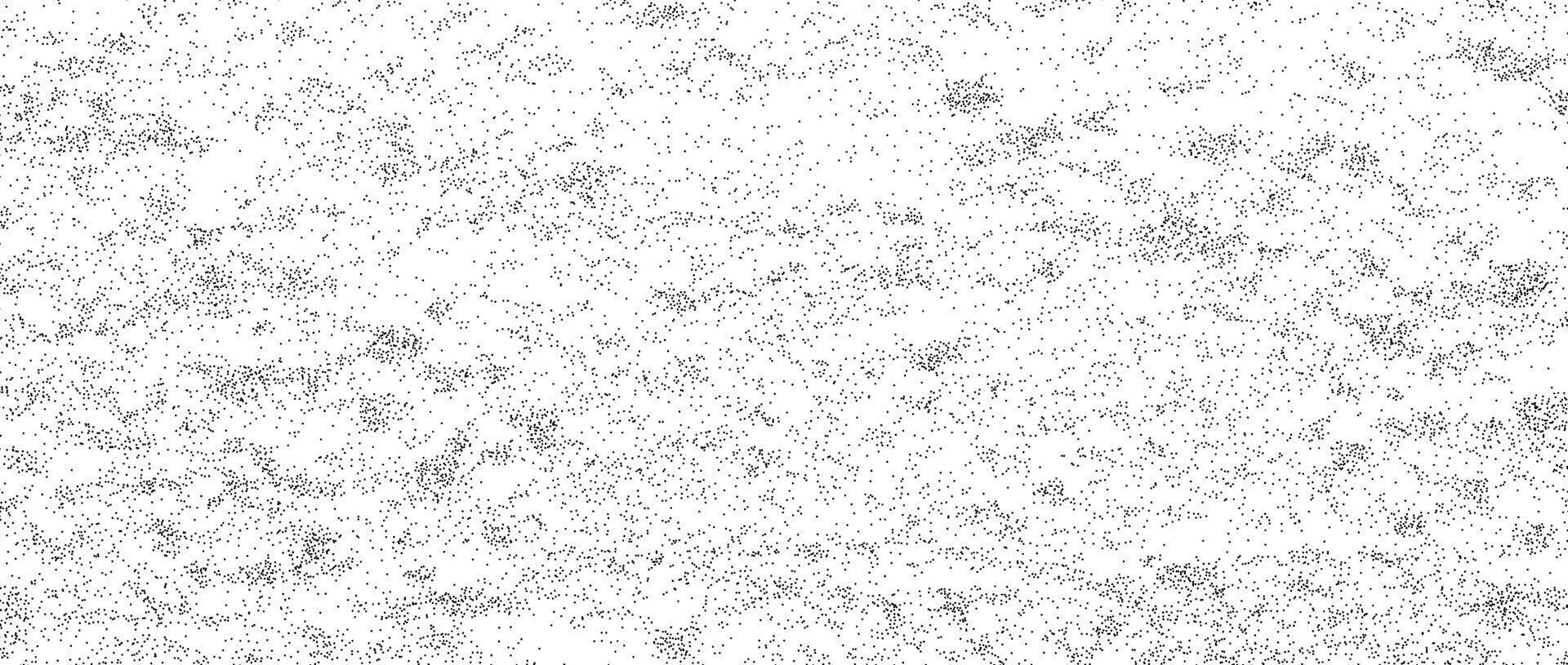 Grunge noise texture. Dirty grain background. Dotted halftone gradient overlay. Sand dust distressed wallpaper. Grungy grit pattern. Black white random dot texture for poster, banner, print vector