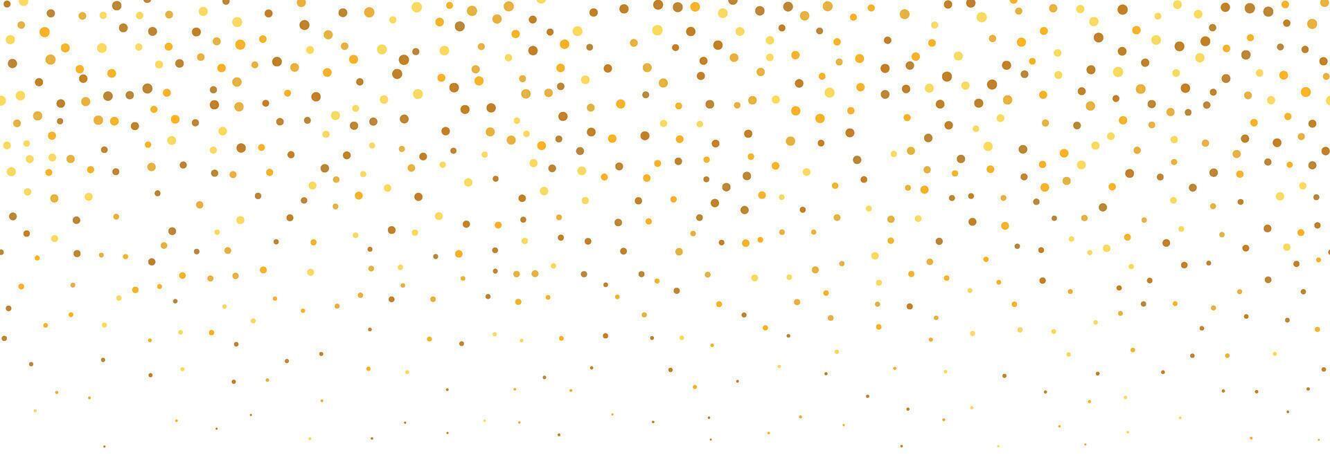 Gold falling confetti background. Repeated golden dotted glitter pattern. Yellow, orange and golden dots wallpaper. Celebration Christmas, New Year or birthday party decoration. vector