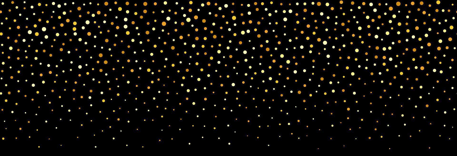 Golden falling confetti background. Repeating gold glitter pattern. Yellow and golden dots wallpaper. Celebration Christmas, New Year or birthday party decoration. Repeated backdrop vector