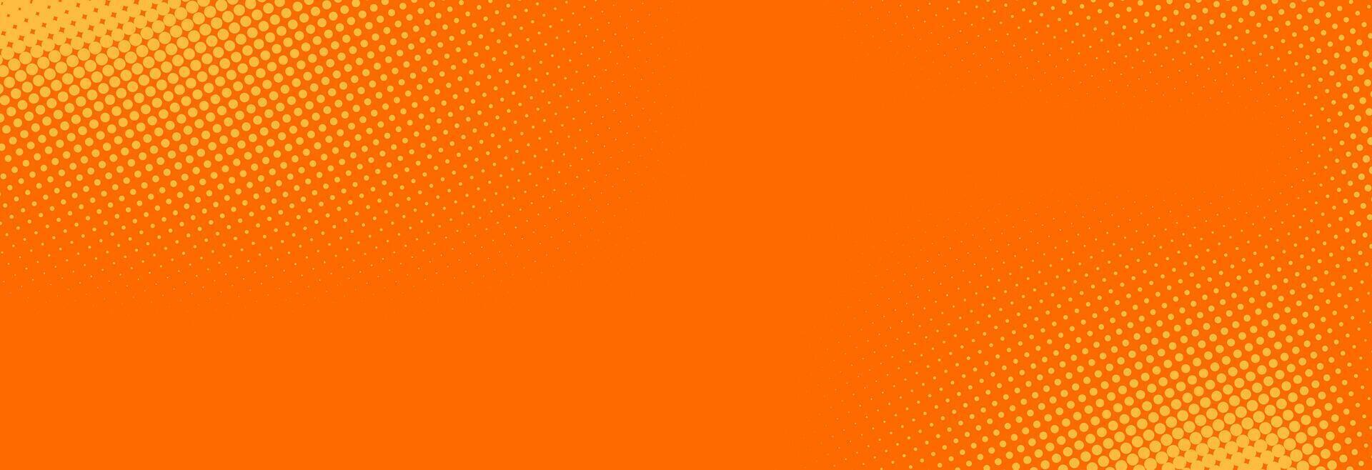 Orange halftone pattern. Retro comic gradient background. Bright pixelated dotted texture overlay. Cartoon pop art faded gradient pattern. Backdrop for poster, banner, advertisement vector
