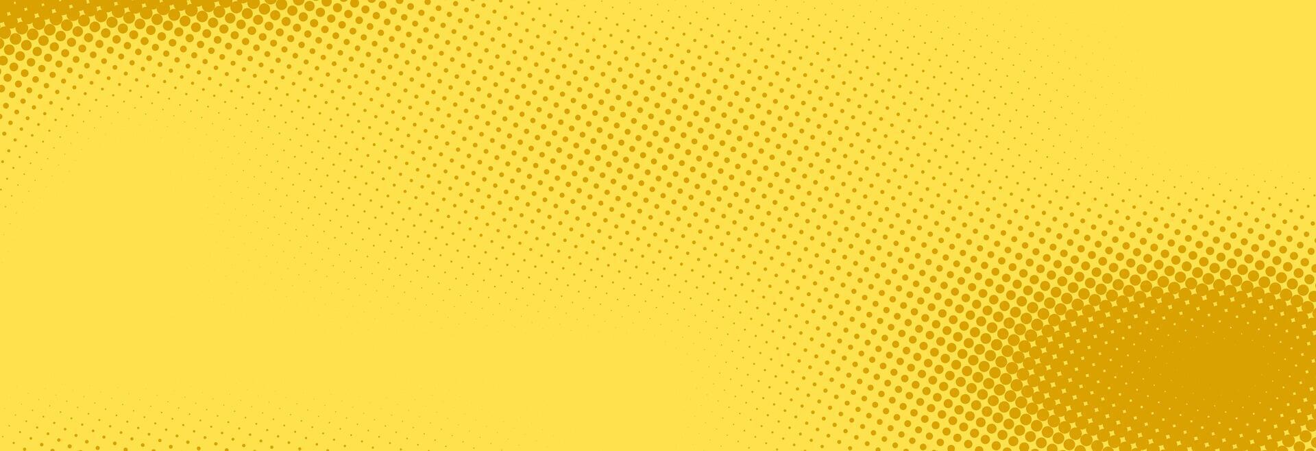 Yellow halftone pattern. Retro comic gradient background. Bright pixelated dotted texture overlay. Cartoon pop art faded gradient pattern. Backdrop for poster, banner, advertisement vector